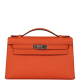 Hermes Kelly Pochette Tangerine Swift Palladium Hardware - Thumbnail View 1