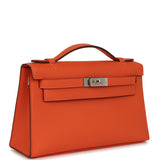 Hermes Kelly Pochette Tangerine Swift Palladium Hardware - Thumbnail View 2