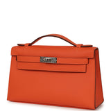 Hermes Kelly Pochette Tangerine Swift Palladium Hardware - Thumbnail View 5