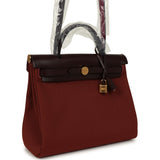 Hermes Herbag Zip 31 PM Rouge H Militaire Canvas, Rouge Sellier Vache Hunter Gold Hardware - Thumbnail View 2
