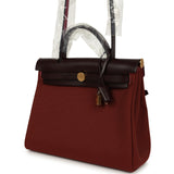 Hermes Herbag Zip 31 PM Rouge H Militaire Canvas, Rouge Sellier Vache Hunter Gold Hardware - Thumbnail View 5