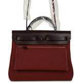 Hermes Herbag Zip 31 PM Rouge H Militaire Canvas, Rouge Sellier Vache Hunter Gold Hardware - Thumbnail View 6