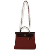 Hermes Herbag Zip 31 PM Rouge H Militaire Canvas, Rouge Sellier Vache Hunter Gold Hardware - Thumbnail View 9