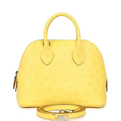 Hermes 1923 Bolide Mini Jaune Citron Ostrich Palladium Hardware