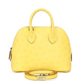 Hermes 1923 Bolide Mini Jaune Citron Ostrich Palladium Hardware - Thumbnail View 1