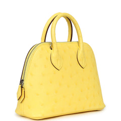 Hermes 1923 Bolide Mini Jaune Citron Ostrich Palladium Hardware