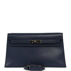 Pre-owned Hermes Kelly Elan Bleu Saphir Chevre Chamkila Palladium Hardware