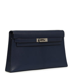Pre-owned Hermes Kelly Elan Bleu Saphir Chevre Chamkila Palladium Hardware