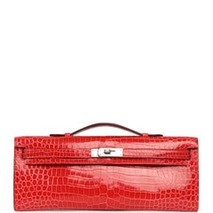 Hermes Kelly Cut Bougainvillea Shiny Porosus Crocodile Palladium Hardware