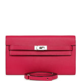 Pre-owned Hermes Kelly Wallet To Go Rose Mexico Chevre Palladium Hardware - Thumbnail View 1