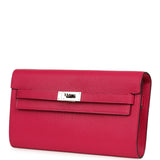 Pre-owned Hermes Kelly Wallet To Go Rose Mexico Chevre Palladium Hardware - Thumbnail View 6