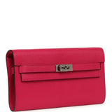 Pre-owned Hermes Kelly Wallet To Go Rose Mexico Chevre Palladium Hardware - Thumbnail View 2