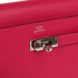 Pre-owned Hermes Kelly Wallet To Go Rose Mexico Chevre Palladium Hardware - Thumbnail View 7
