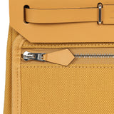 Hermes Herbag Zip 20 Mini Paille Toile Militaire Canvas, Vache Hunter Palladium Hardware - Thumbnail View 9