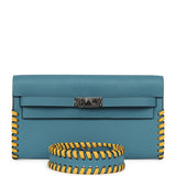 Hermes Kelly To Go Tressage Wallet Blue Jean Epsom, Sun Swift Palladium Hardware - Thumbnail View 2