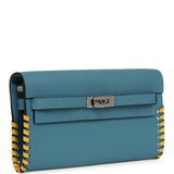 Hermes Kelly To Go Tressage Wallet Blue Jean Epsom, Sun Swift Palladium Hardware - Thumbnail View 3