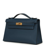 Hermes Kelly Pochette Bleu de Prusse Swift Gold Hardware - Thumbnail View 5