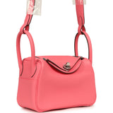 Hermes Mini Lindy II Rose Azalee Clemence Palladium Hardware - Thumbnail View 2