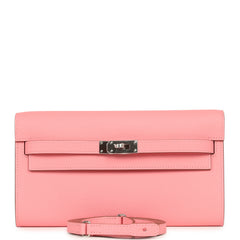 Hermes Kelly Wallet To Go Rose Confetti Epsom Palladium Hardware
