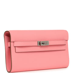 Hermes Kelly Wallet To Go Rose Confetti Epsom Palladium Hardware