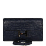 Pre-owned Hermes Constance Wallet To Go Bleu Indigo Matte Alligator Palladium Hardware - Thumbnail View 1