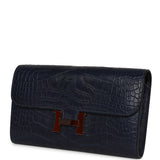 Pre-owned Hermes Constance Wallet To Go Bleu Indigo Matte Alligator Palladium Hardware - Thumbnail View 6