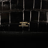 Hermes Kelly Cut Black Shiny Porosus Crocodile Gold Hardware - Thumbnail View 7