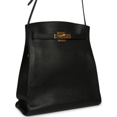 Vintage Hermes Kelly Sport 29 GM Black Ardennes Gold Hardware