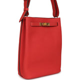 Pre-owned Hermes So Kelly 22 Rouge Pivoine Togo Gold Hardware - Thumbnail View 2