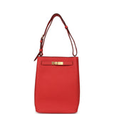 Pre-owned Hermes So Kelly 22 Rouge Pivoine Togo Gold Hardware - Thumbnail View 7