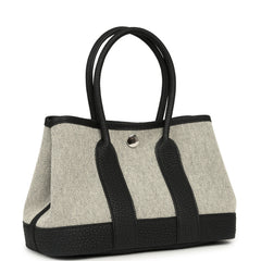 Hermes Garden Party Neo 23 Black-Ecru Toile H Canvas, Black Negonda Palladium Hardware
