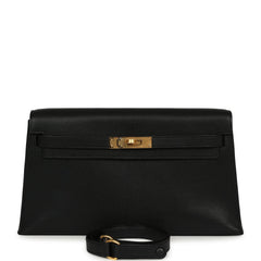 Hermes Kelly Elan Black Chevre Chamkila Gold Hardware