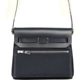 Hermes Herbag Zip 20 Mini Bleu Indigo Toile Militaire Canvas, Vache Hunter Palladium Hardware - Thumbnail View 4