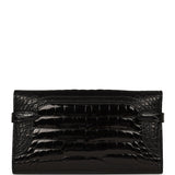 Pre-owned Hermes Ghillies Kelly Long Wallet Black Verso Shiny, Matte Alligator Gold Hardware - Thumbnail View 3