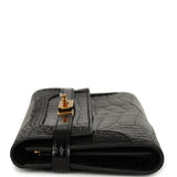 Pre-owned Hermes Ghillies Kelly Long Wallet Black Verso Shiny, Matte Alligator Gold Hardware - Thumbnail View 4