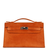 Vintage Hermes Kelly Pochette Orange Doblis Palladium Hardware - Thumbnail View 1