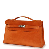 Vintage Hermes Kelly Pochette Orange Doblis Palladium Hardware - Thumbnail View 5