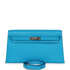 Hermes Kelly Elan Bleu Frida Chevre Chamkila Palladium Hardware