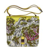 Hermes "Sieste Au Paradis" 2002 20 Multicolor Printed Silk, Lime Swift Palladium Hardware - Thumbnail View 1