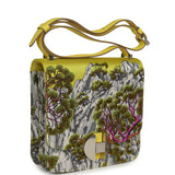 Hermes "Sieste Au Paradis" 2002 20 Multicolor Printed Silk, Lime Swift Palladium Hardware - Thumbnail View 2