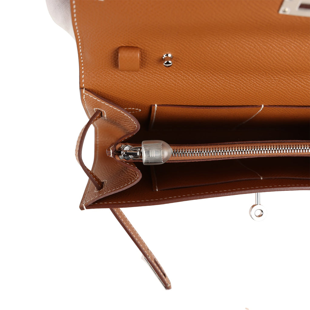 Hermes Kelly Wallet Epsom Leather Palladium Hardware In Brown