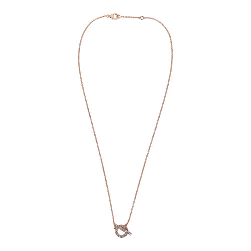 Hermes San Coloris White Diamond Finesse Pendant Necklace 18K Rose Gold