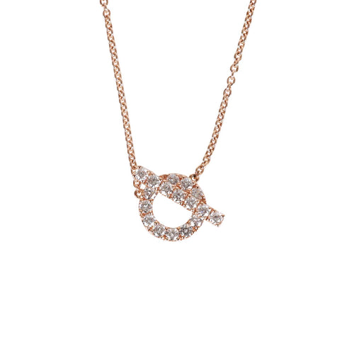 Hermes San Coloris White Diamond Finesse Pendant Necklace 18K Rose Gold