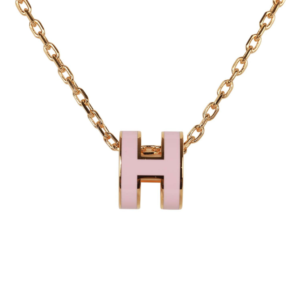 Hermes Pop H Necklace (Black and Rose Gold)