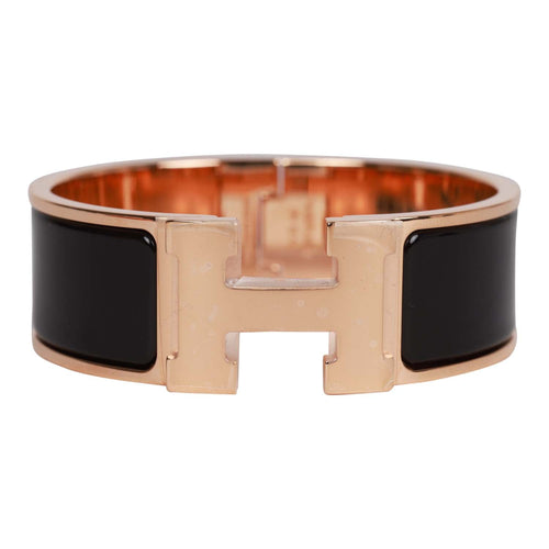 Hermes Black Enamel & Metal Clic HH Bracelet — Labels Resale Boutique