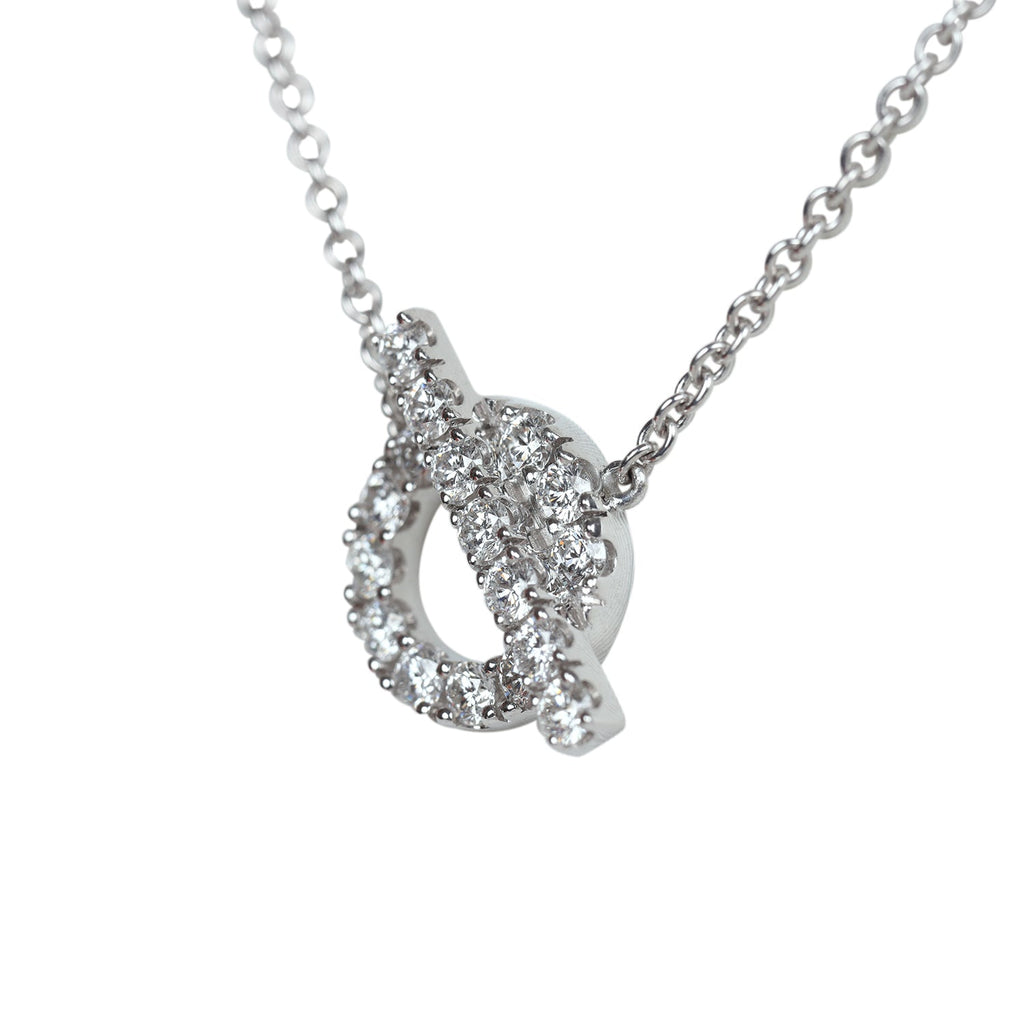 Hermes 18k White Gold San Coloris Diamond Finesse Pendant Necklace