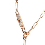 Hermes Kelly Chaine Lariat Necklace PM Diamonds 18K Rose Gold Hardware