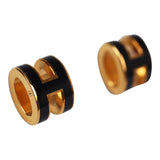 Hermes Mini Pop H Earrings Black Enamel Gold Hardware