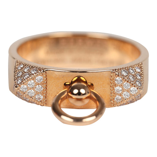 Hermes Collier De Chien Ring PM 18K Rose Gold & Diamonds