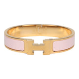 Hermes Clic Clac H Bracelet PM Rose Candeur Enamel Gold Hardware